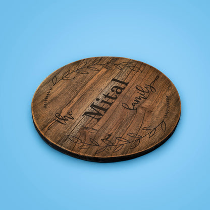Round Rustic Wood Hand-painted Family Nameboard