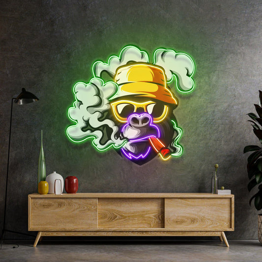 Yellow Hat Monkey LED Neon Sign Light Pop Art