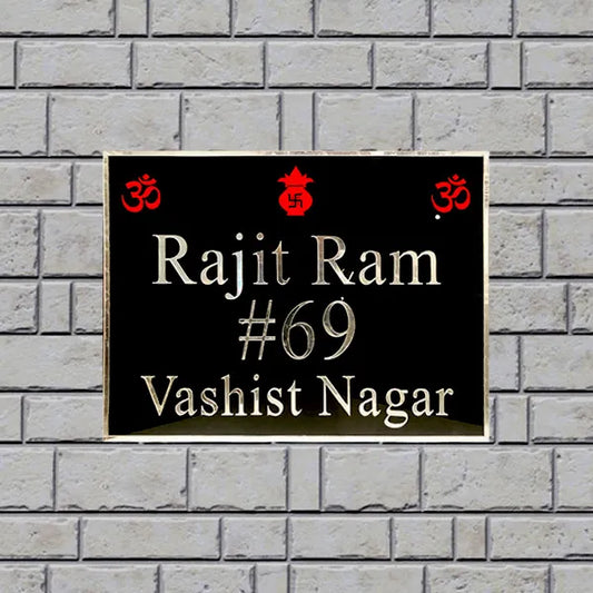 Black Acrylic Silver Letters Name plate