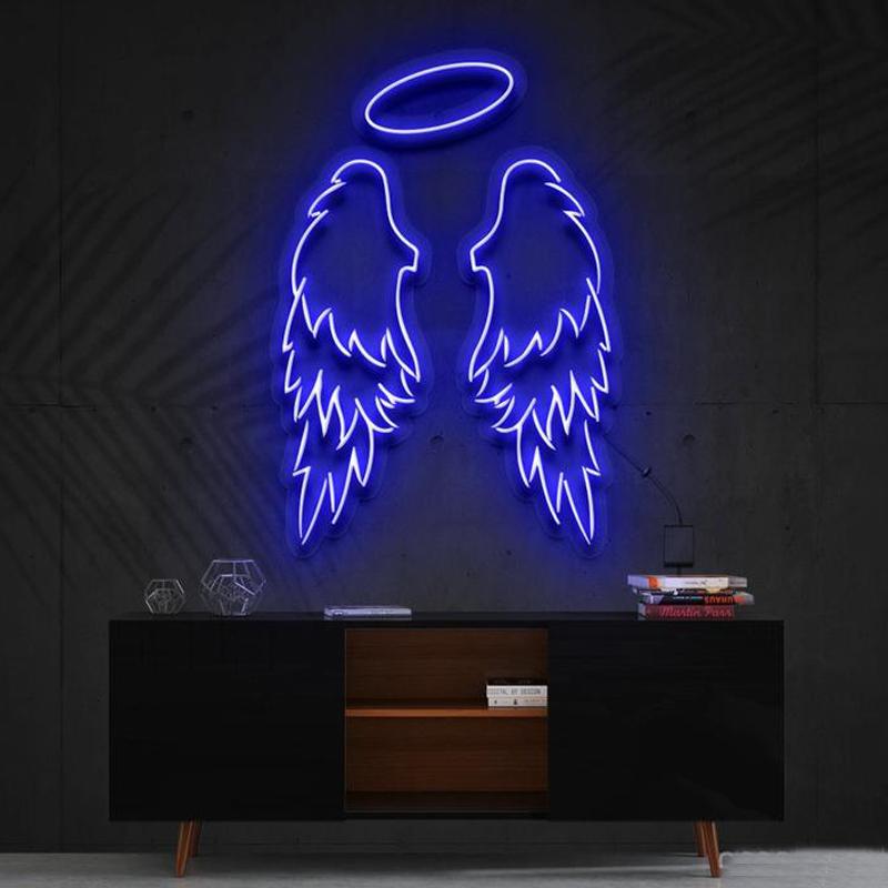 Angel Wings LED Neon Art blue