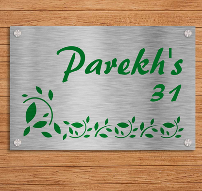 Leafy Paradise - Stainless Steel Name Plate