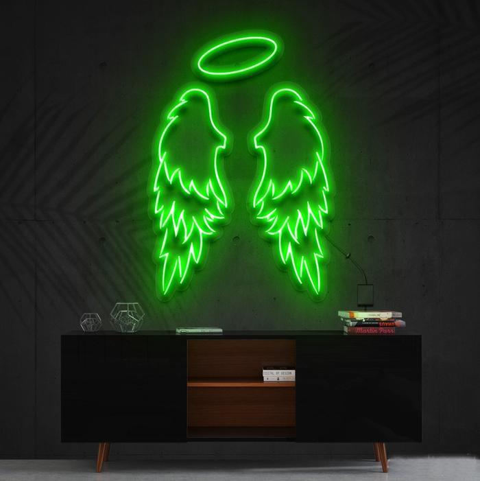Angel Wings LED Neon Art green