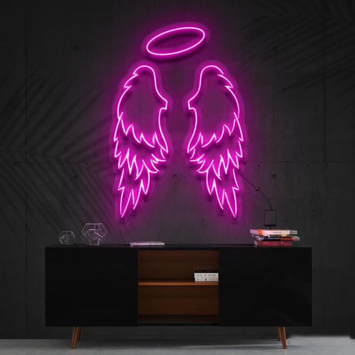 Angel Wings LED Neon Art pink
