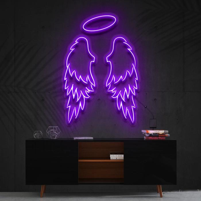 Angel Wings LED Neon Art purple