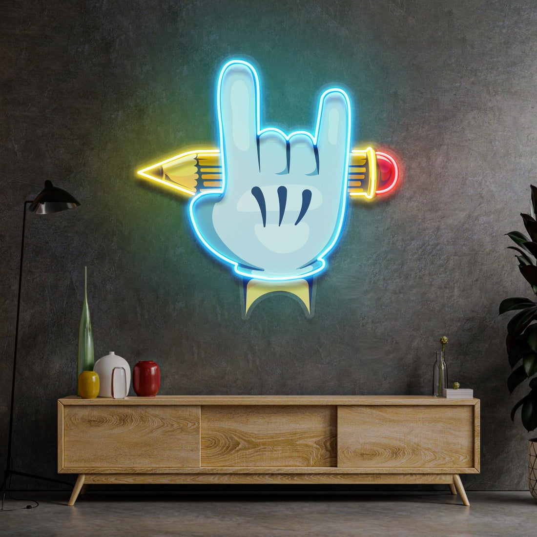 Rock Hand LED Neon Sign Light Pop Art – acrylicsheetsindia