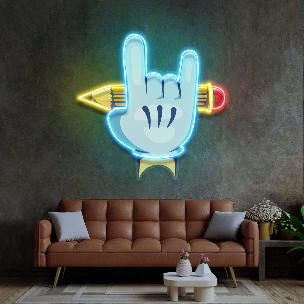 Faq Hand Led Rock Hand LED Neon Sign Light Pop Art – acrylicsheetsindia