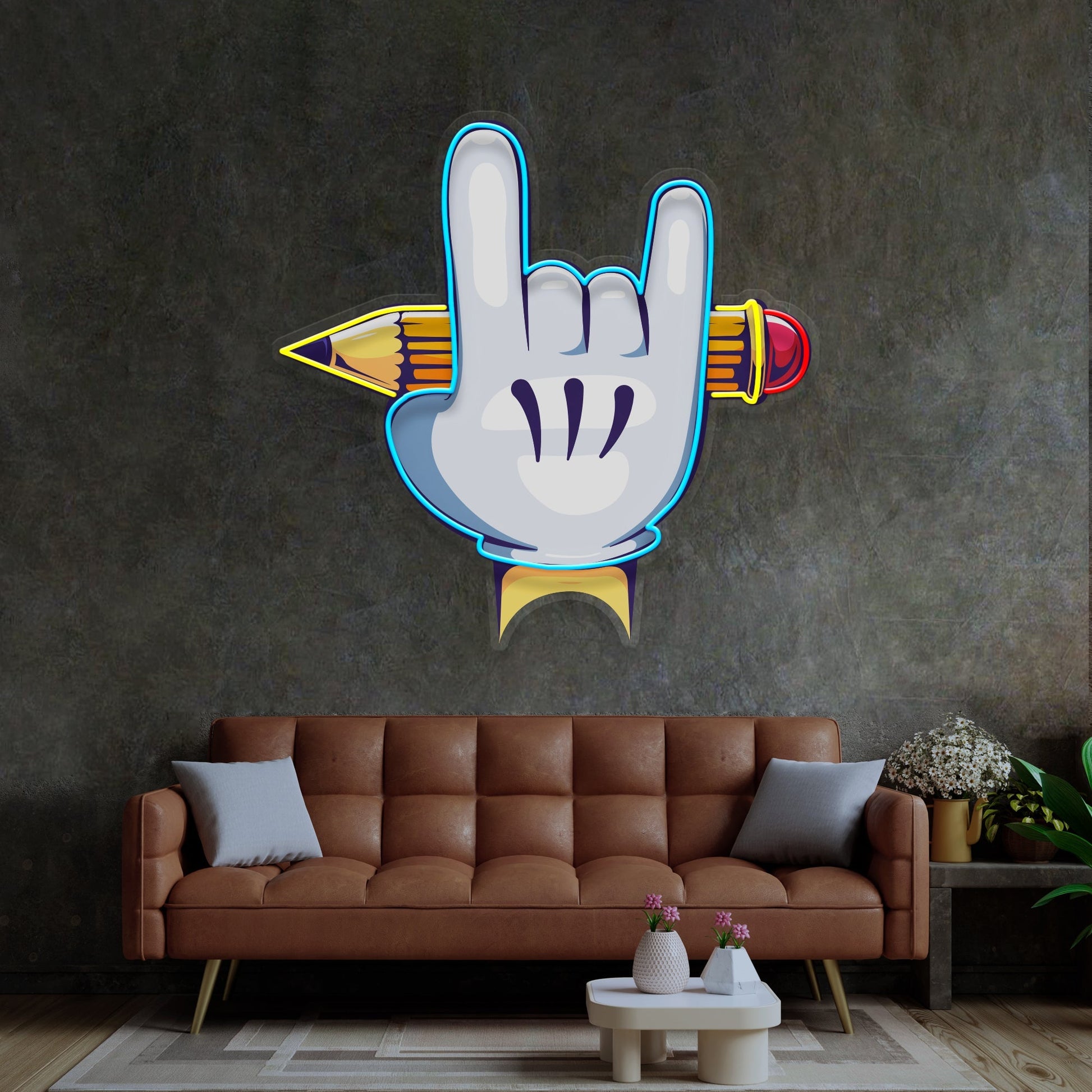Led Fu Hand Sign Rock Hand LED Neon Sign Light Pop Art – acrylicsheetsindia
