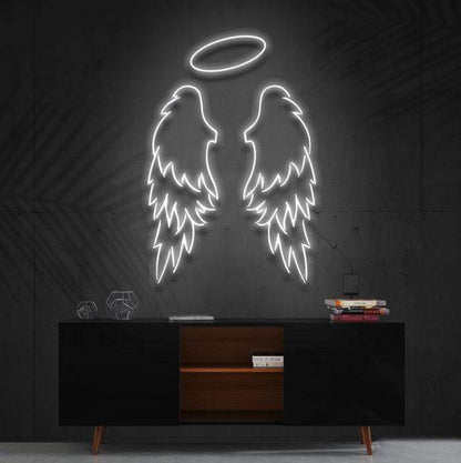 Angel Wings LED Neon Art white