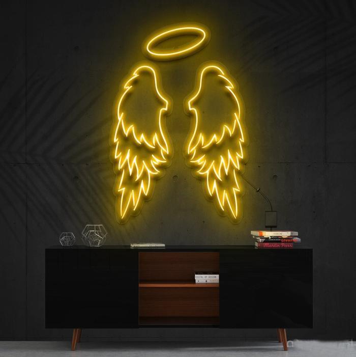 Angel Wings LED Neon Art yelloe
